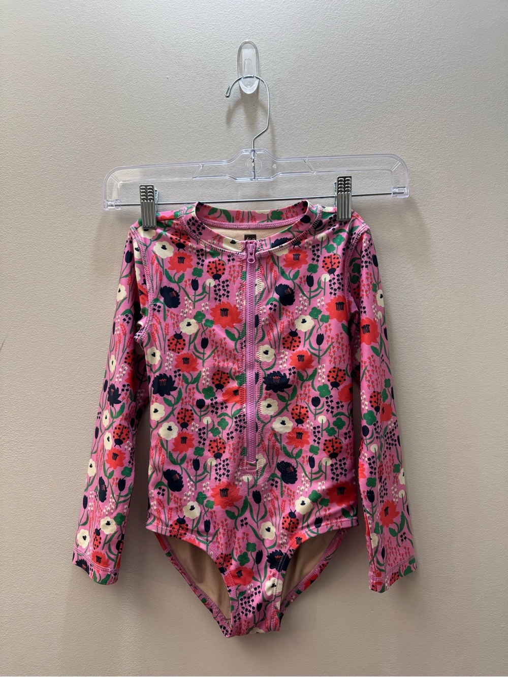 Tea Collection Girls Floral Rash Guard One Piece Swimsuit Pink Size 5